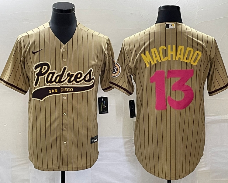 Men's San Diego Padres Manny Machado #13 Tan Jersey Joint Edition