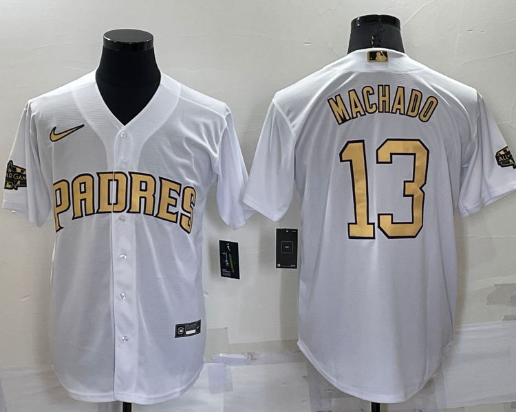 Men's San Diego Padres Manny Machado #13 White Baseball Jersey
