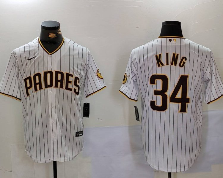 Men's San Diego Padres Michael King #34 White Home Limited Jersey
