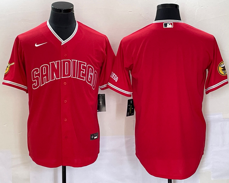 Men's San Diego Padres Red Blank Jersey