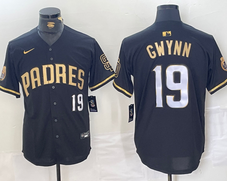 Men's San Diego Padres Tony Gwynn #19 Black Jersey