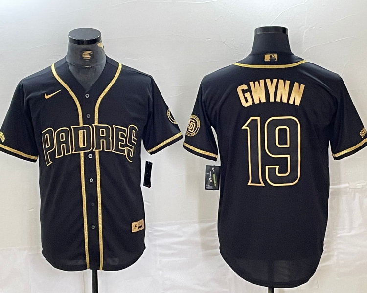 Men's San Diego Padres Tony Gwynn #19 Black Stitched Jersey
