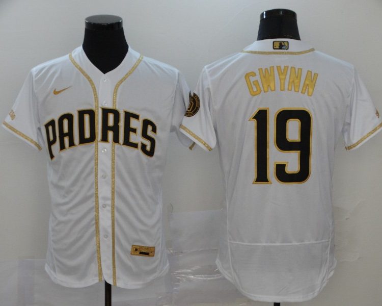 Men's San Diego Padres Tony Gwynn #19 MLB White Stitched Jersey
