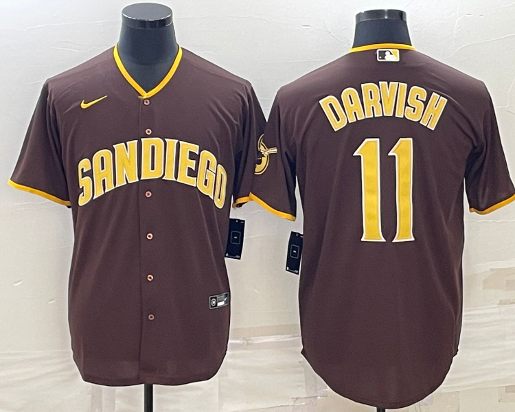 Men's San Diego Padres Yu Darvish #11 Brown Jersey