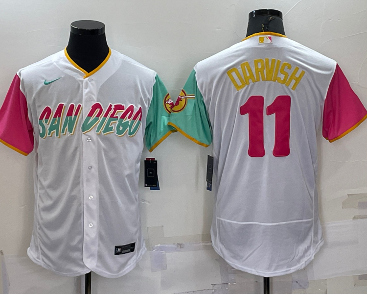 Men's San Diego Padres Yu Darvish #11 White Stitched Jersey