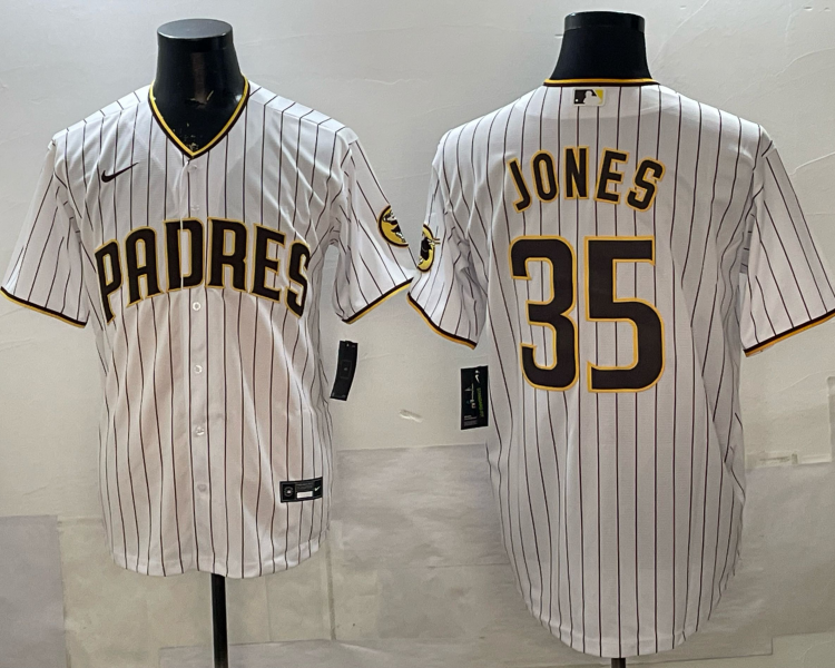 Men's San Diego Padres Drew Jones #35 White Home Limited Jersey