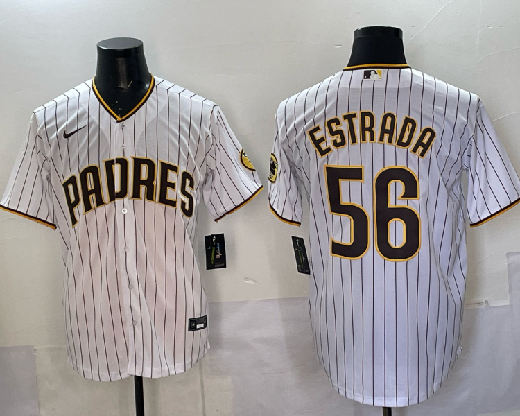 Men's San Diego Padres Jeremiah Ramiro Estrada #56 White Home Jersey