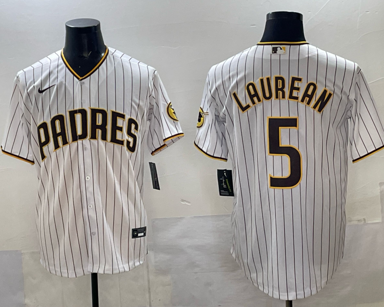 Men's San Diego Padres Juan Laurean #5 White Home Jersey