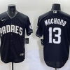 Men's San Diego Padres Manny Machado #13 Black Lights Out Jersey