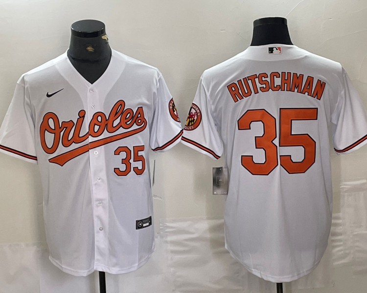 Men's Baltimore Orioles Adley Rutschman #35 White Jersey