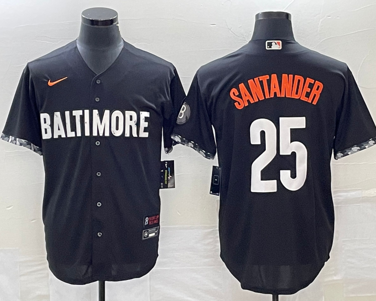 Men's Baltimore Orioles Anthony Santander #25 Black 2023 City Connect Jersey