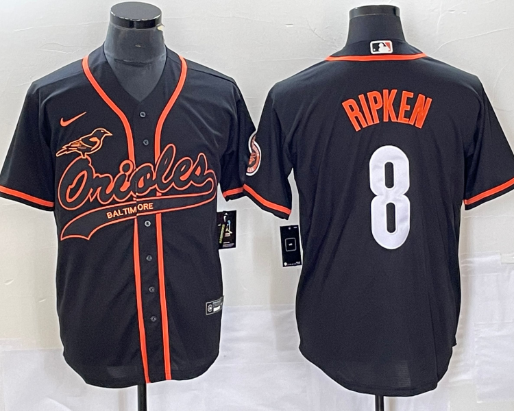 Men's Baltimore Orioles Cal Ripken #8 Black Jersey Joint Edition