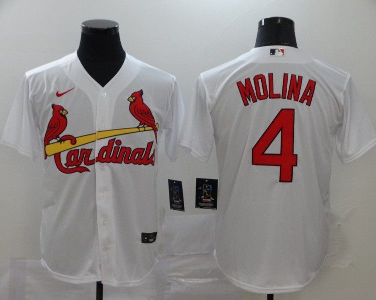 Men's St. Louis Cardinals #4 Yadier Molina Majestic Jersey White