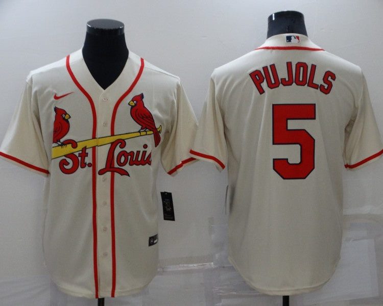 Men's St. Louis Cardinals Albert Pujols #5 Beige Baseball Jersey