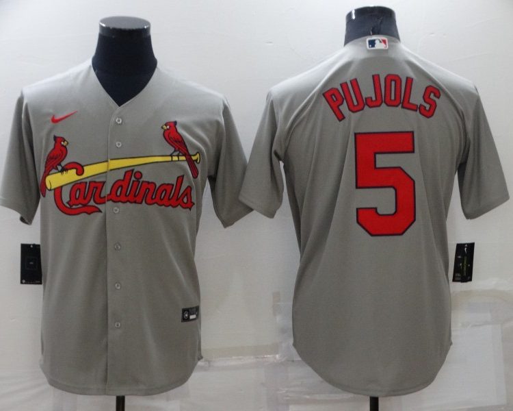Men's St. Louis Cardinals Albert Pujols #5 Gray Baseball Jersey