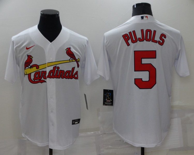 Men's St. Louis Cardinals Albert Pujols #5 White Baseball Jersey