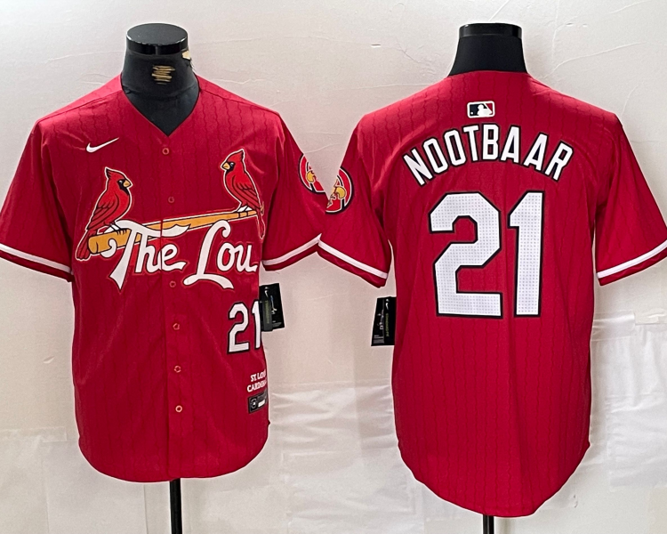 Men's St. Louis Cardinals Lars Nootbaar #21 Red 2024 City Connect Limited Jersey