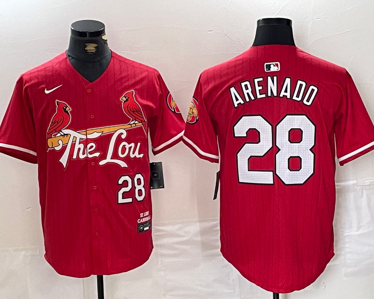 Men's St. Louis Cardinals Nolan Arenado #28 Red 2024 City Connect Limited Jersey