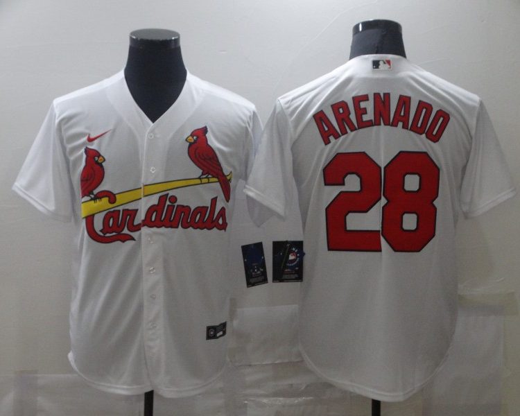 Men's St. Louis Cardinals Nolan Arenado #28 White Baseball Jersey