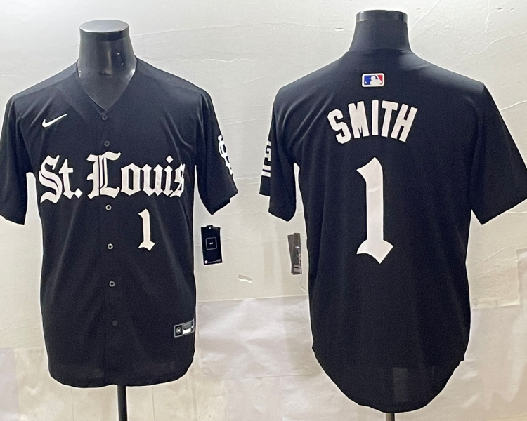 Men's St. Louis Cardinals Ozzie Smith #1 Black Jersey