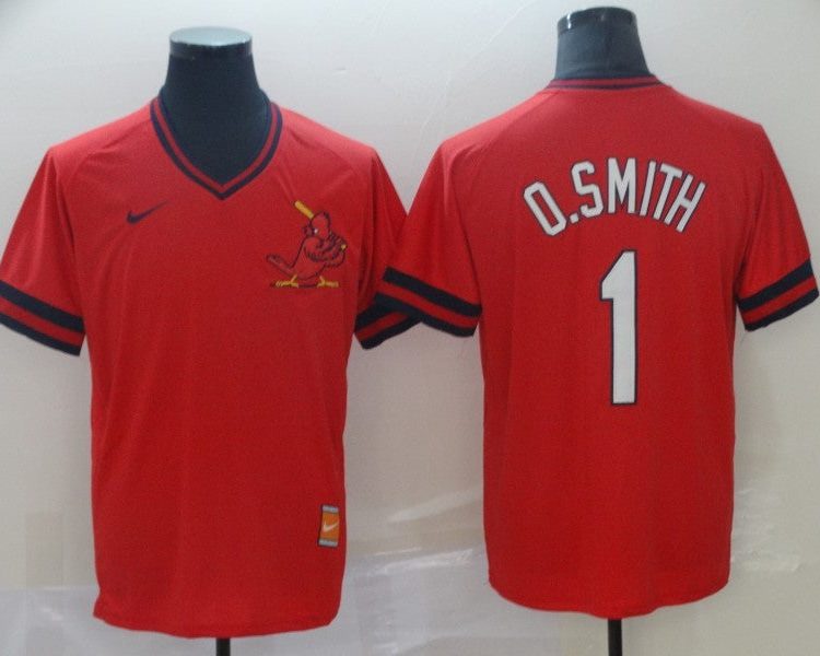 Men's St. Louis Cardinals Ozzie Smith #1 Red Stitched Jersey