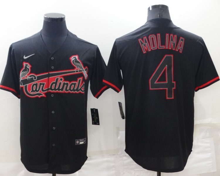 Men's St. Louis Cardinals Yadier Molina #4 Black Baseball Jersey