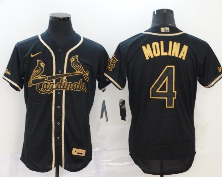 Men's St. Louis Cardinals Yadier Molina #4 Black Stitched Jersey