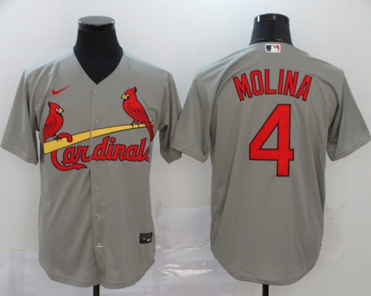 Men's St. Louis Cardinals Yadier Molina #4 Gray Baseball Jersey
