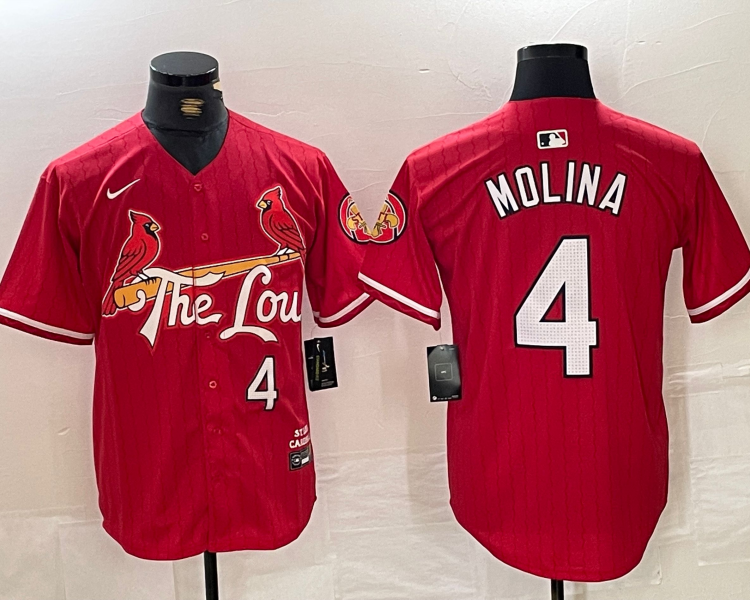 Men's St. Louis Cardinals Yadier Molina #4 Red 2024 City Connect Limited Jersey