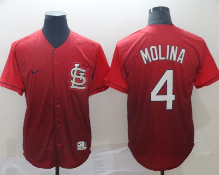 Men's St. Louis Cardinals Yadier Molina #4 Red Stitched Jersey