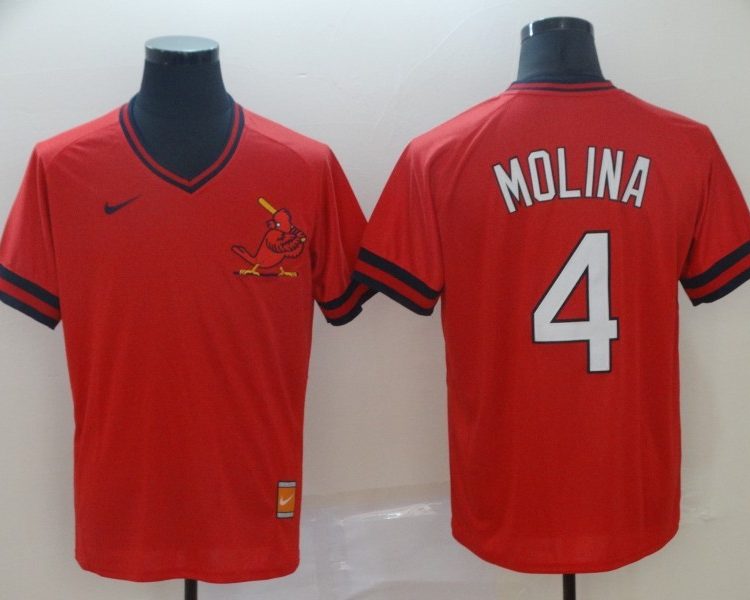 Men's St. Louis Cardinals Yadier Molina #4 Red Stitched Jersey