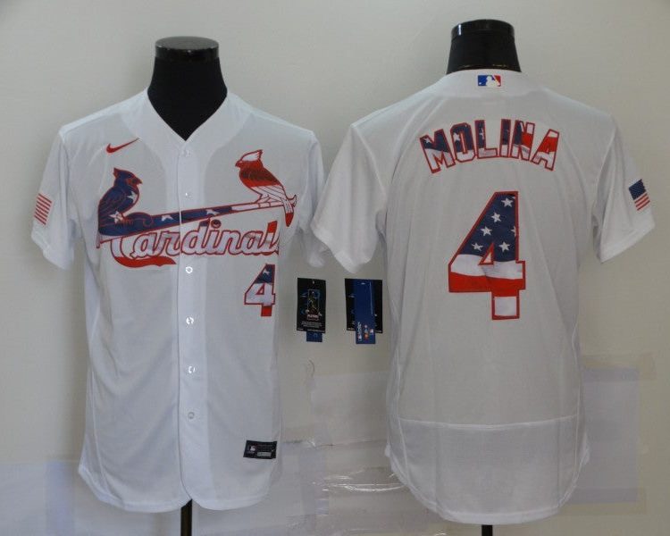 Men's St. Louis Cardinals Yadier Molina #4 White Stitched Jersey