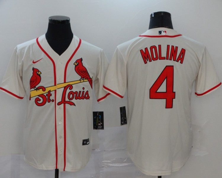 Men's St. Louis Cardinals Yadier Molina Majestic Cream Alternate Jersey Beige