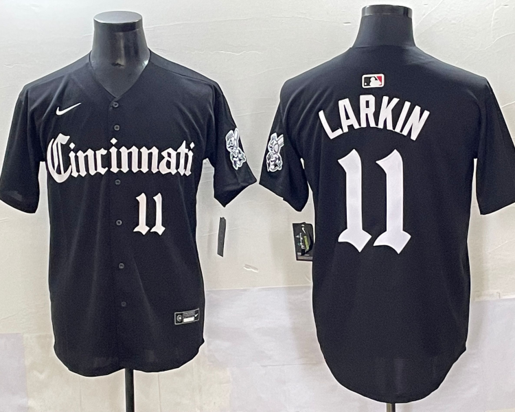 Men's Cincinnati Reds Barry Larkin #11 Black Jersey