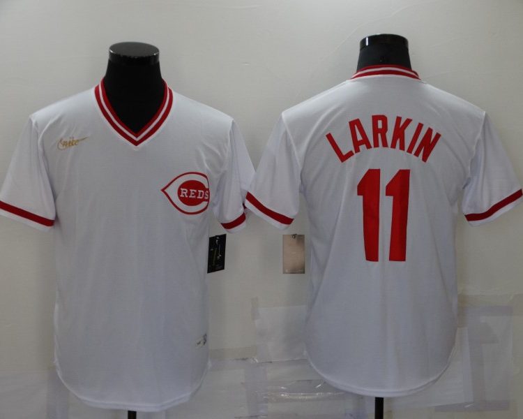 Men's Cincinnati Reds Barry Larkin #11 White Baseball Jersey