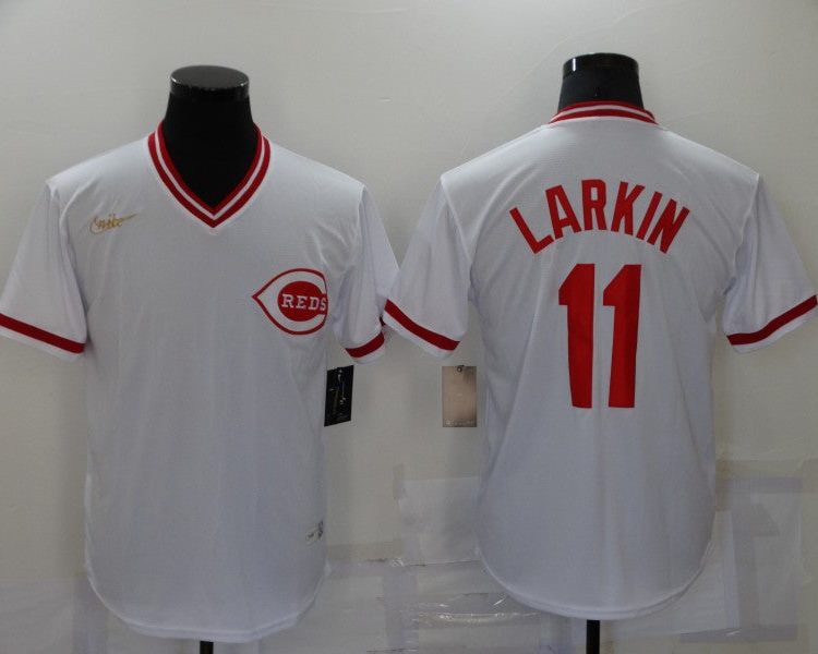 Men's Cincinnati Reds Barry Larkin #11 White Baseball Jersey