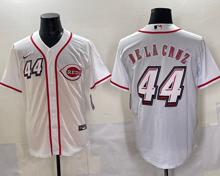 Men's Cincinnati Reds Elly De La Cruz #44 White 2025 MLB Speedway Classic Home Jersey