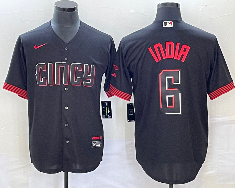 Men's Cincinnati Reds Jonathan India #6 Black 2023 City Connect Jersey