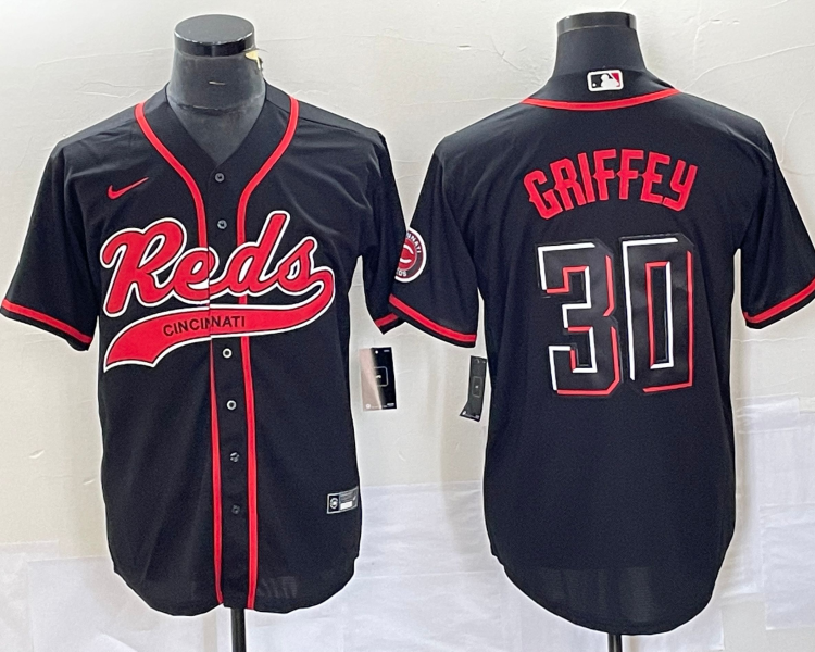 Men's Cincinnati Reds Ken Griffey Jr. #30 Black Jersey Joint Edition