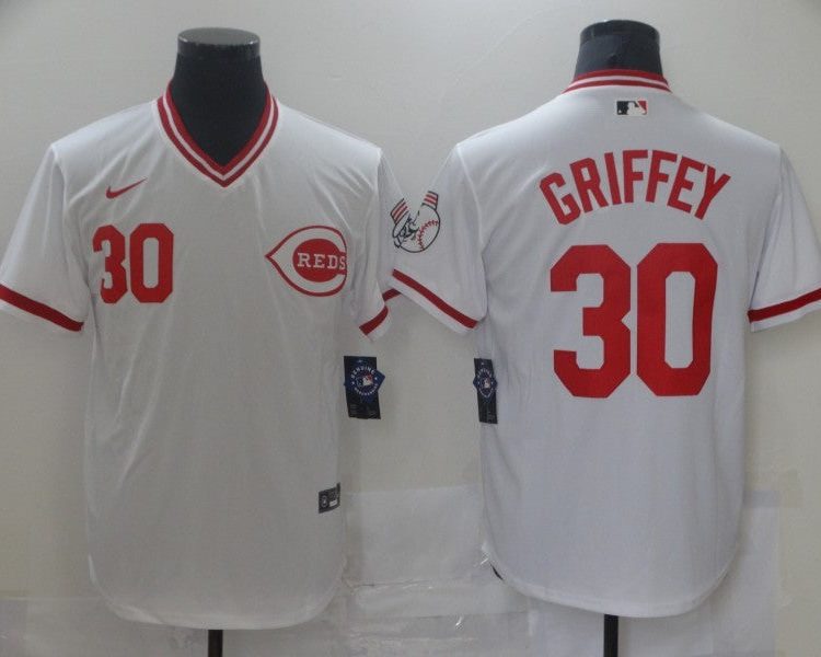 Men's Cincinnati Reds Ken Griffey Jr. #30 White Stitched Jersey