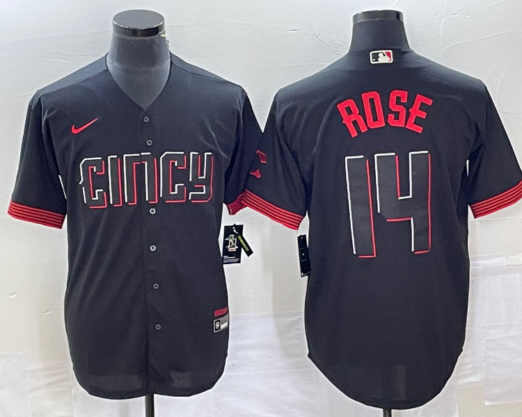 Men's Cincinnati Reds Pete Rose #14 Black 2023 City Connect Jersey