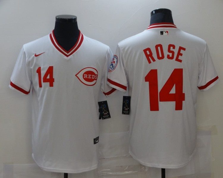 Men's Cincinnati Reds Pete Rose #14 White Stitched Jersey