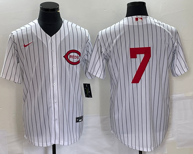Men's Cincinnati Reds Spencer Steer #7 White 2022 MLB at Field of Dreams Authentic Jersey