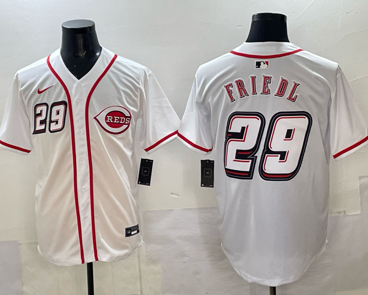 Men's Cincinnati Reds TJ Friedl #29 White 2025 MLB Speedway Classic Home Jersey