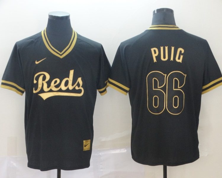 Men's Cincinnati Reds Yasiel Puig #66 Black Baseball Jersey