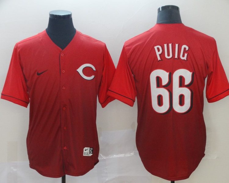 Men's Cincinnati Reds Yasiel Puig #66 Red Stitched Jersey