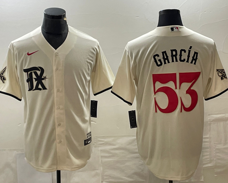 Men's Texas Rangers Adolis Garcia #53 Cream 2023 City Connect Baseball Jersey