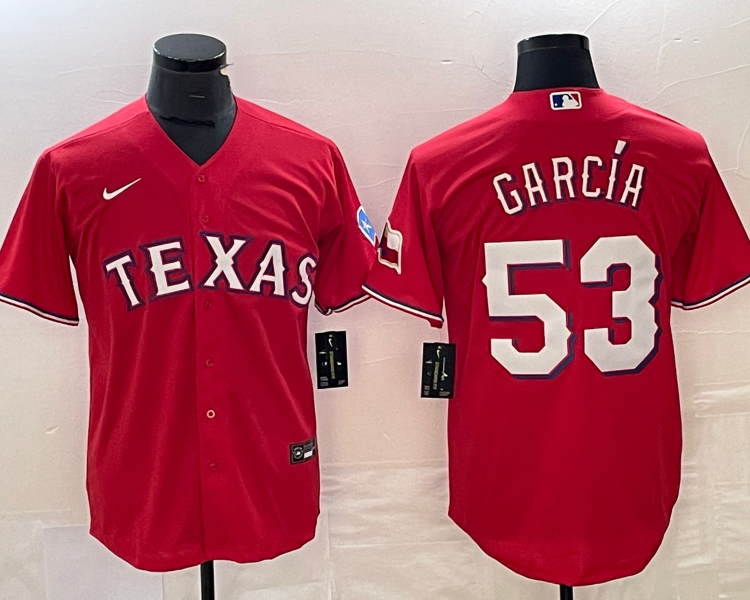Men's Texas Rangers Adolis Garcia #53 Red Jersey