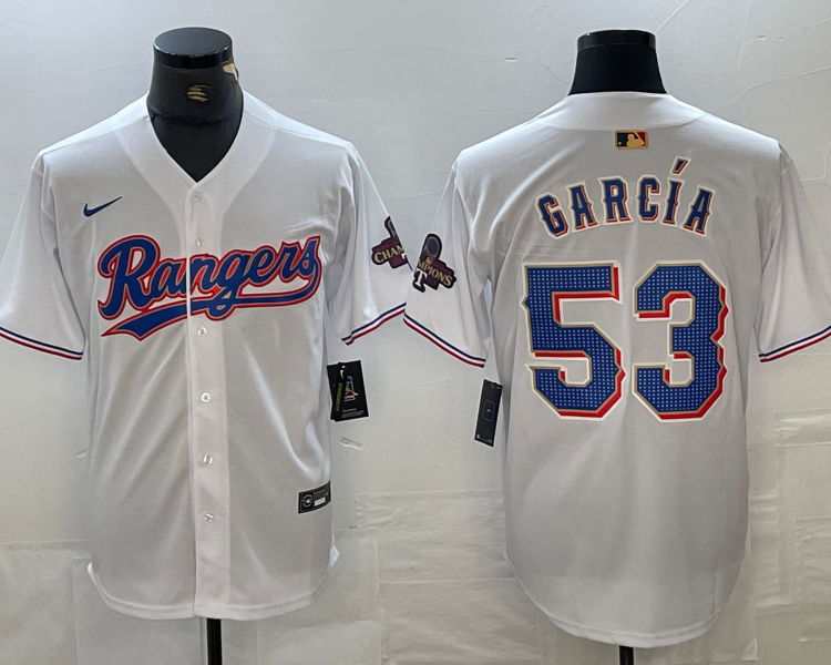 Men's Texas Rangers Adolis Garcia #53 White Home Limited Jersey