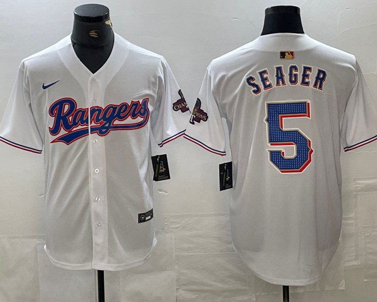 Men's Texas Rangers Corey Seager #5 White Home Jersey